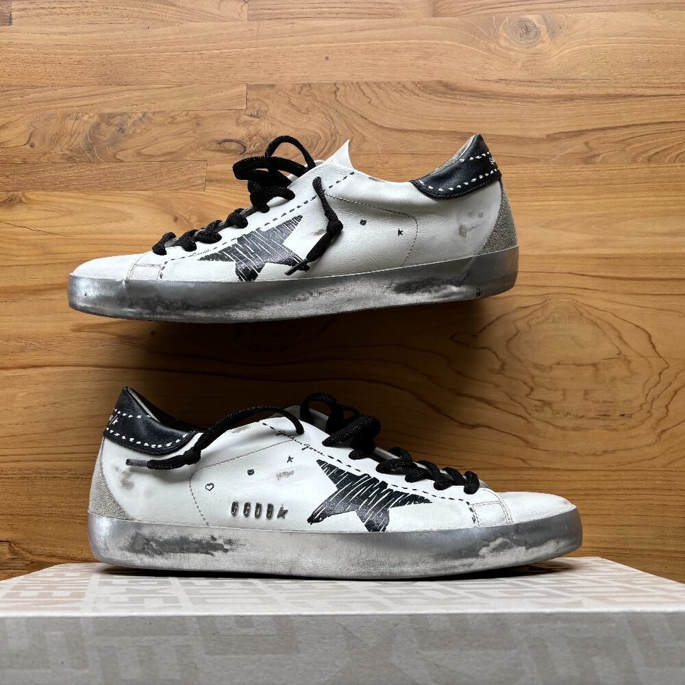 Golden Goose Super-Star sneakers White w/ Black accents size 41, great condition - Picture 4 of 8